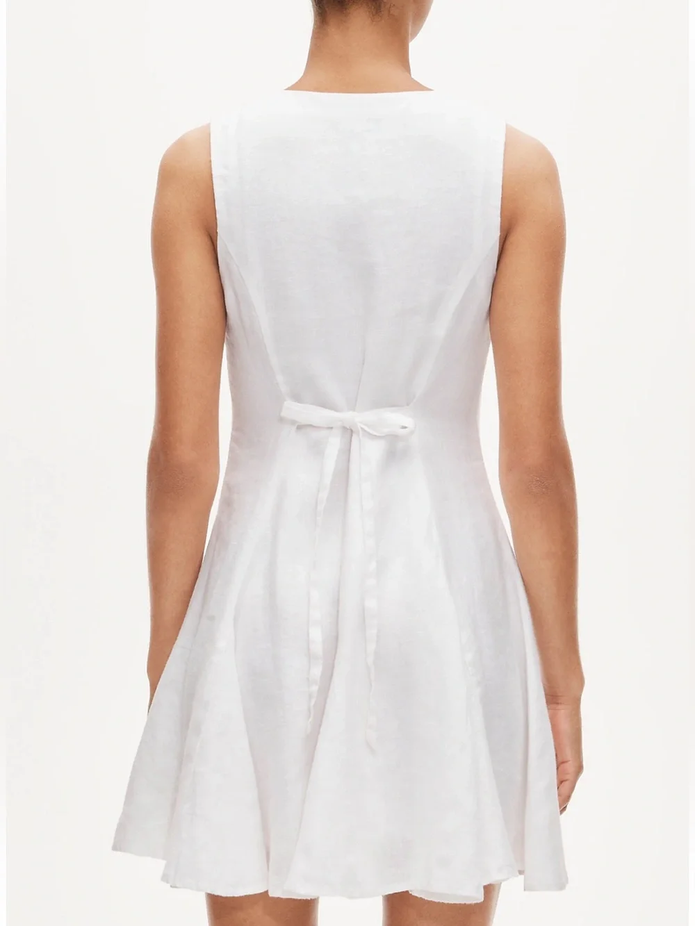 J. Crew White Sleeveless V-Neck Button-Front Mini Dress